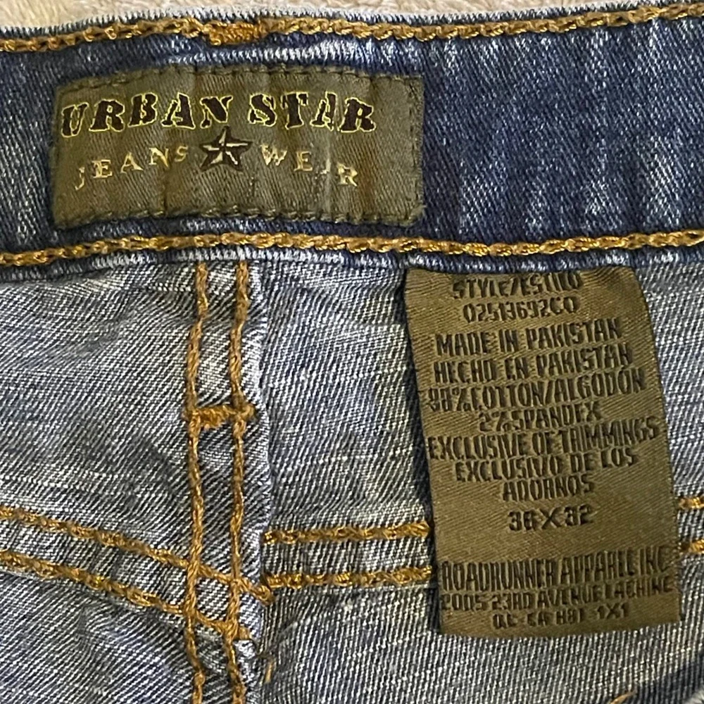 Urban Star Jeans Mens 36x32 Blue Straight Leg Stretch Denim Pants Mid Rise